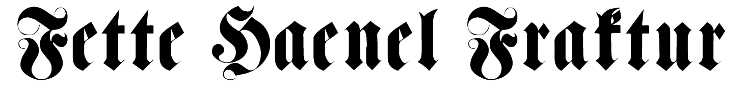 A German Fraktur font called "Fette Haenel Fraktur" from the Walden Font Co. It is part of the Gutenberg Press set of fonts.