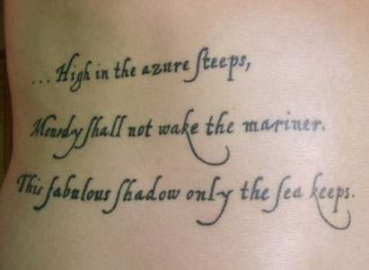 An image of a tatoo made with the William Shakespeare font from the Divers Handes set of fonts