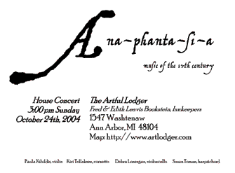 A concert program made with Renaissance fonts from the Divers Handes font set