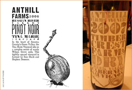A wine label design made with Bullion, a font from the Wild West Press font set