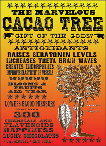 Cacao Tree advertising poster, made with fonts from the Wild West Press font set