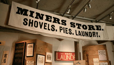 An image of exhibition signage created with fonts from the New Victorian Printshop