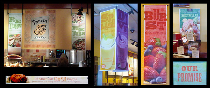 Panera Bread store decorations made with the Bullion Font from the Wild West Press font set