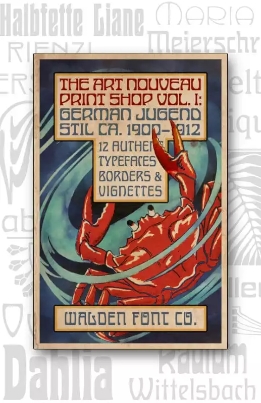 Cover art for volume 1 of the Art Nouveau Print Shop design kit
