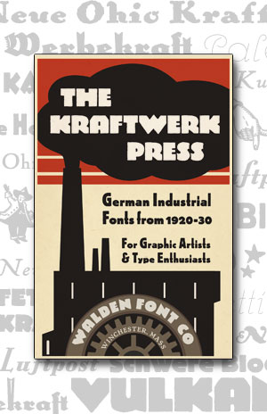 Cover art for the Kraftwerk Press font set of heavy industrial fonts