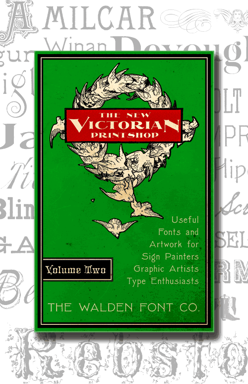 Header image for the New Victorian Printshop font set, volume two