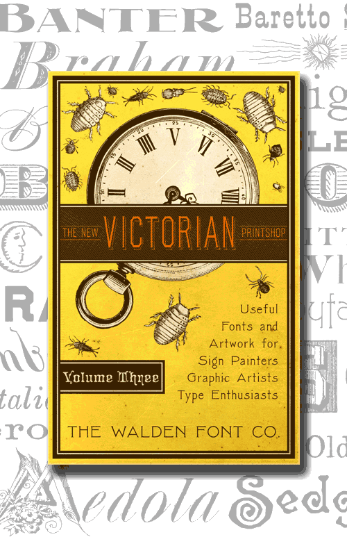 Header image for the New Victorian Printshop font set, volume three
