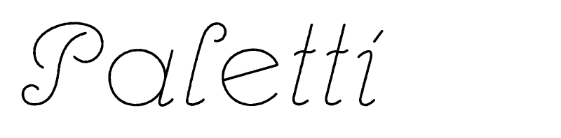 A sample of Paletti, an art deco monoline script display font