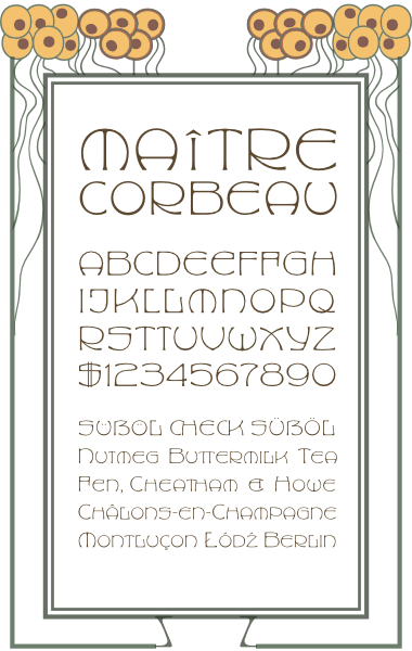 WF Maria Theresia is a German Jugendstil Art Nouveau font. Completely redrawn and featuring support for most European languages