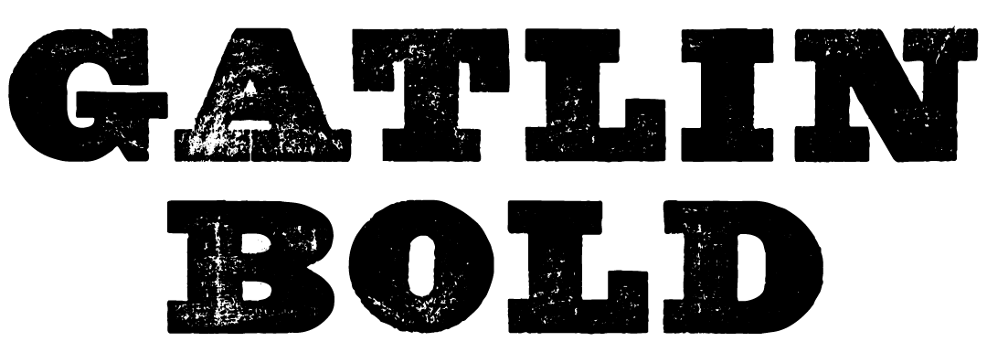 A Wild West style font called Gatlin Bold from the Walden Font Co. It is part of the Wild West Press set of fonts.