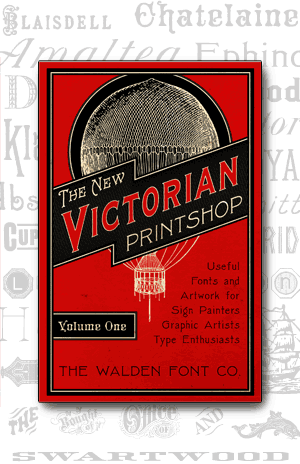 Cover art for volume 1 of the New Victorian Printshop font set of victorian fonts