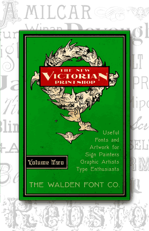 Cover art for volume 2 of the New Victorian Printshop font set of victorian fonts
